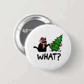 Funny Black Cat Geschenk Pushing Weihnachtsbaum üb Button (Vorne & Hinten)