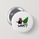 Funny Black Cat Geschenk Pushing Weihnachtsbaum üb Button (Vorne & Hinten)