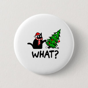 Funny Black Cat Geschenk Pushing Weihnachtsbaum üb Button