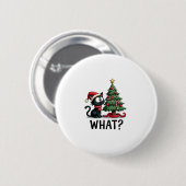 Funny Black Cat Geschenk Pushing Weihnachtsbaum üb Button (Vorne & Hinten)
