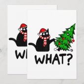 Funny Black Cat Geschenk Pushing Weihnachtsbaum üb Einladung (Vorne/Hinten)
