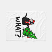 Funny Black Cat Geschenk Pushing Weihnachtsbaum üb Fleecedecke (Vorderseite (Horizontal))