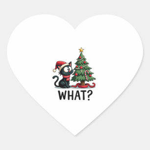 Funny Black Cat Geschenk Pushing Weihnachtsbaum üb Herz-Aufkleber