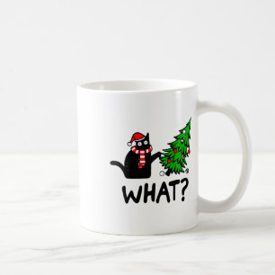 Funny Black Cat Geschenk Pushing Weihnachtsbaum üb Kaffeetasse