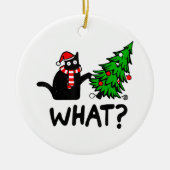Funny Black Cat Geschenk Pushing Weihnachtsbaum üb Keramik Ornament (Vorne)