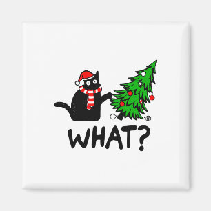 Funny Black Cat Geschenk Pushing Weihnachtsbaum üb Magnet