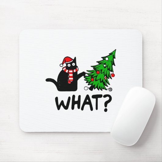 Funny Black Cat Geschenk Pushing Weihnachtsbaum üb Mousepad (Mit Mouse)
