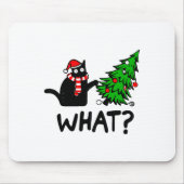 Funny Black Cat Geschenk Pushing Weihnachtsbaum üb Mousepad (Vorne)