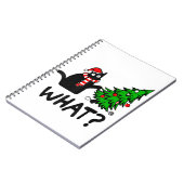 Funny Black Cat Geschenk Pushing Weihnachtsbaum üb Notizblock (Linke Seite)