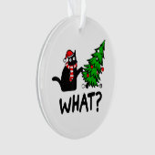 Funny Black Cat Geschenk Pushing Weihnachtsbaum üb Ornament (Vorderseite)