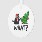 Funny Black Cat Geschenk Pushing Weihnachtsbaum üb Ornament (Vorderseite)