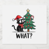 Funny Black Cat Geschenk Pushing Weihnachtsbaum üb Schaumweinetikett (Einzelnes Label)
