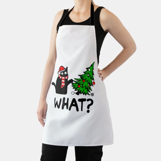 Funny Black Cat Geschenk Pushing Weihnachtsbaum üb Schürze (InSitu)