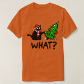 Funny Black Cat Geschenk Pushing Weihnachtsbaum üb T-Shirt (Design vorne)