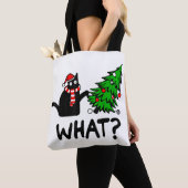 Funny Black Cat Geschenk Pushing Weihnachtsbaum üb Tasche (Von Nahem)