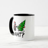 Funny Black Cat Geschenk Pushing Weihnachtsbaum üb Tasse (Vorderseite Links)