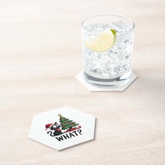 Funny Black Cat Geschenk Pushing Weihnachtsbaum üb Untersetzer (Vor Ort)