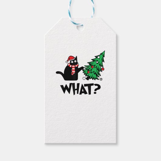 Funny Black Cat Geschenke, die Weihnachtsbaum über Geschenkanhänger (Vorderseite)