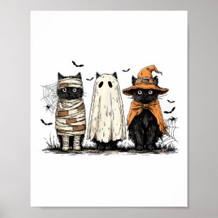 Funny Black Cat Ghost Hexe Halloween Kostüme Männe Poster