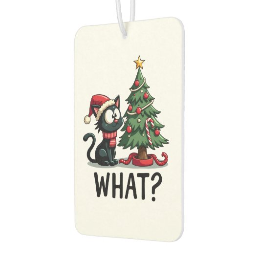 Funny Black Cat Gift Pushing Christmas Tree Over C Autolufterfrischer (Links)