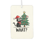 Funny Black Cat Gift Pushing Christmas Tree Over C Autolufterfrischer (Vorderseite)