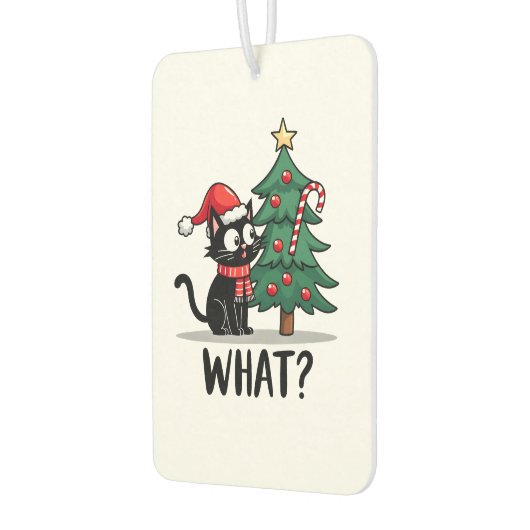 Funny Black Cat Gift Pushing Christmas Tree Over C Autolufterfrischer (Links)