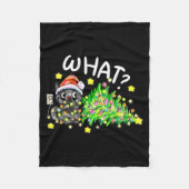 Funny Black Cat Gift Pushing Christmas Tree Over C Fleecedecke (Vorderseite)