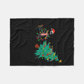 Funny Black Cat Gift Pushing Christmas Tree Over C Fleecedecke (Vorderseite (Horizontal))