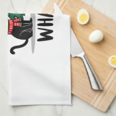 Funny Black Cat Gift Pushing Christmas Tree Over C Geschirrtuch (Viertel Falte)