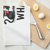 Funny Black Cat Gift Pushing Christmas Tree Over C Geschirrtuch (Viertel Falte)