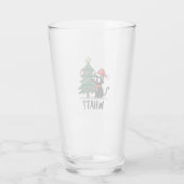 Funny Black Cat Gift Pushing Christmas Tree Over C Glas (Rückseite)