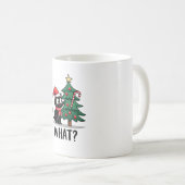 Funny Black Cat Gift Pushing Christmas Tree Over C Kaffeetasse (VorderseiteRechts)