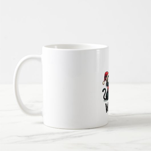 Funny Black Cat Gift Pushing Christmas Tree Over C Kaffeetasse (Links)