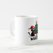 Funny Black Cat Gift Pushing Christmas Tree Over C Kaffeetasse (Vorderseite Links)