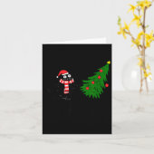 Funny Black Cat Gift Pushing Christmas Tree Over C Karte (Gelbe Blume)