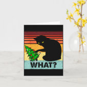 Funny Black Cat Gift Pushing Christmas Tree Over C Karte (Gelbe Blume)