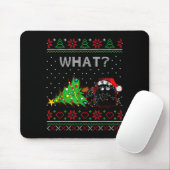 Funny Black Cat Gift Pushing Christmas Tree Over C Mousepad (Mit Mouse)