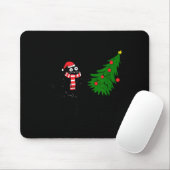 Funny Black Cat Gift Pushing Christmas Tree Over C Mousepad (Mit Mouse)