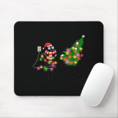 Funny Black Cat Gift Pushing Christmas Tree Over C Mousepad (Mit Mouse)
