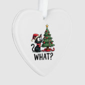 Funny Black Cat Gift Pushing Christmas Tree Over C Ornament