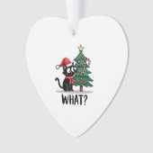 Funny Black Cat Gift Pushing Christmas Tree Over C Ornament (Vorderseite)