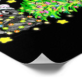 Funny Black Cat Gift Pushing Christmas Tree Over C Poster (Ecke)