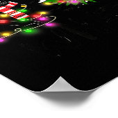 Funny Black Cat Gift Pushing Christmas Tree Over C Poster (Ecke)