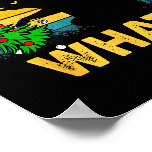 Funny Black Cat Gift Pushing Christmas Tree Over C Poster (Ecke)