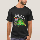 Funny Black Cat Gift Pushing Christmas Tree Over C T-Shirt (Vorderseite)