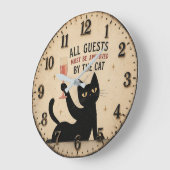 Funny Black Cat Große Wanduhr (Winkel)