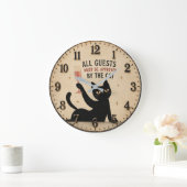 Funny Black Cat Große Wanduhr (Zuhause)
