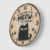 Funny Black Cat Große Wanduhr (Winkel)