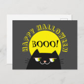 Funny Black Cat Halloween Postkarte (Vorne/Hinten)