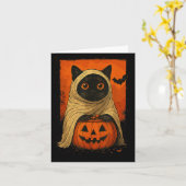 Funny Black Cat Halloween Pumpkin Spooky Ghost Cos Karte (Gelbe Blume)
